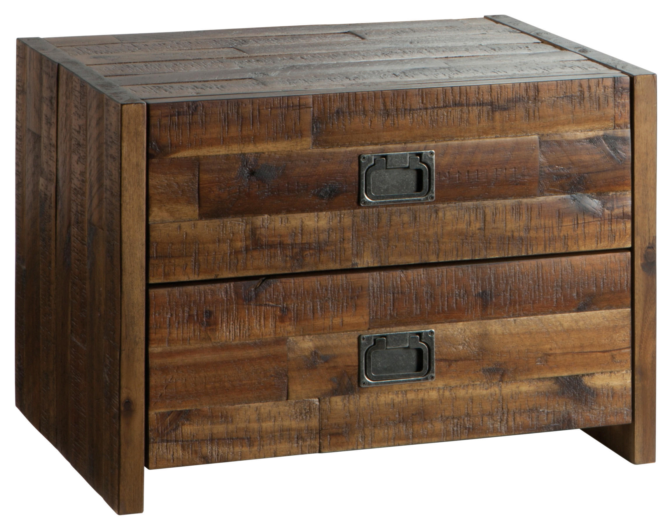 NACHTKÄSTCHEN in massiv Akazie Braun, Akaziefarben  - Anthrazit/Braun, Design, Holz/Metall (53/38/41cm) - Hasena