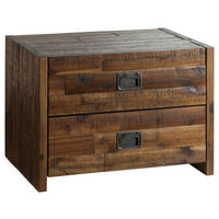 NACHTKÄSTCHEN in massiv Akazie Braun, Akaziefarben  - Anthrazit/Braun, Design, Holz/Metall (53/38/41cm) - Hasena