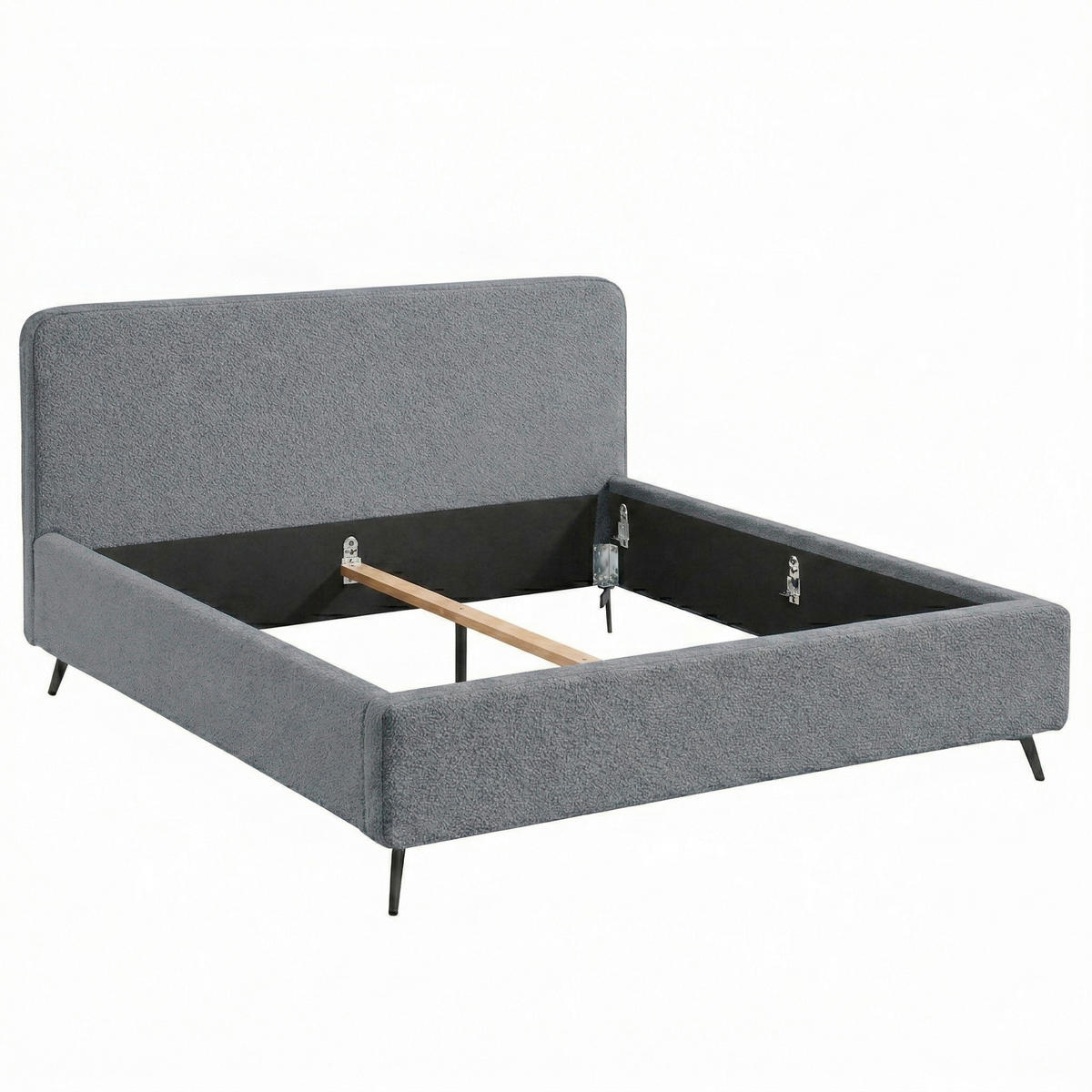 POLSTERBETT 200/200 cm,  in Dunkelgrau,  - Dunkelgrau/Schwarz, MODERN, Holz/Textil (200/200cm) - MID.YOU