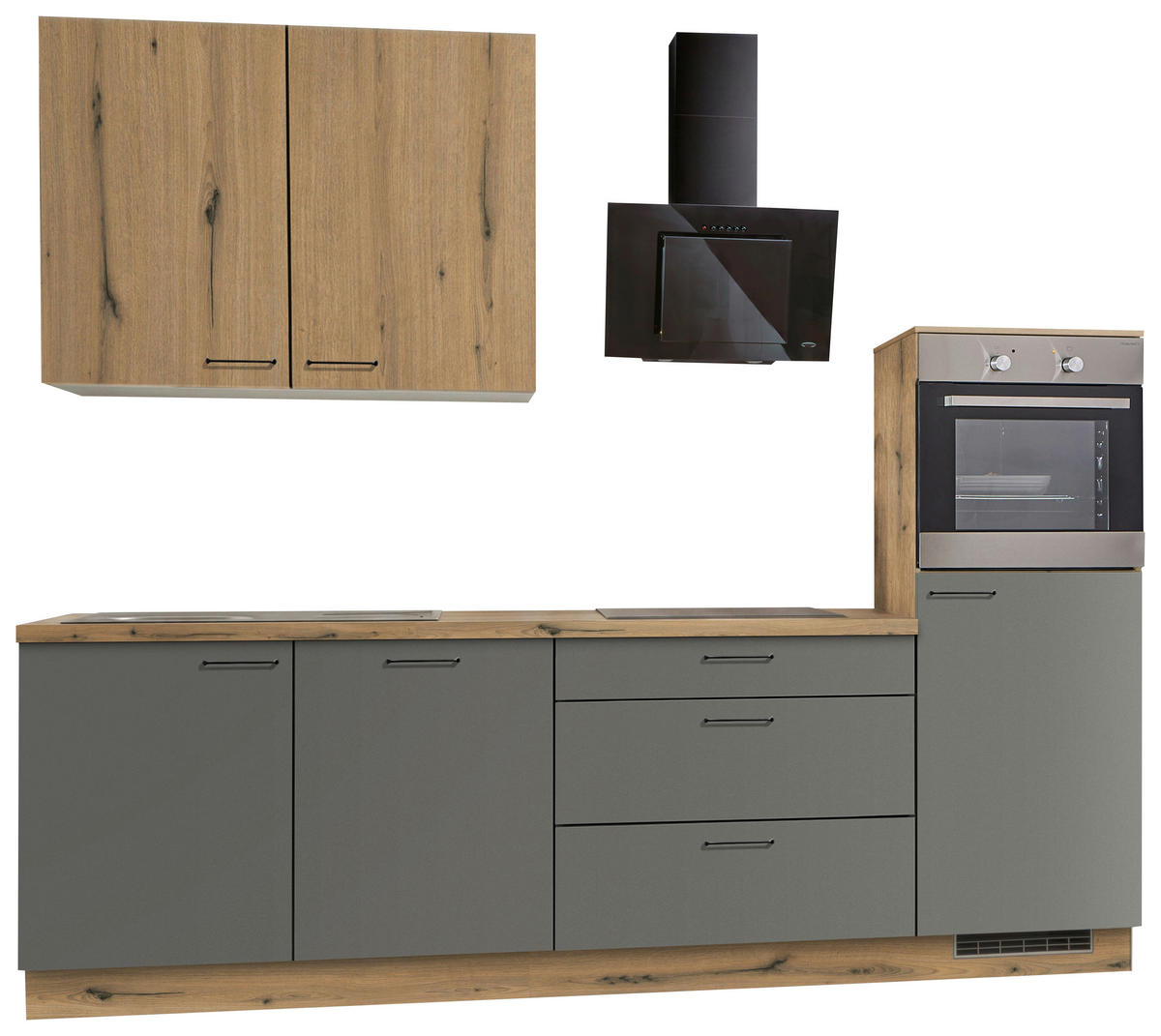 BLOK KUHINJA  antracit, boja hrasta  - boja hrasta/crna, Konvencionalno, metal/pločasti materijal (270cm) - Welnova