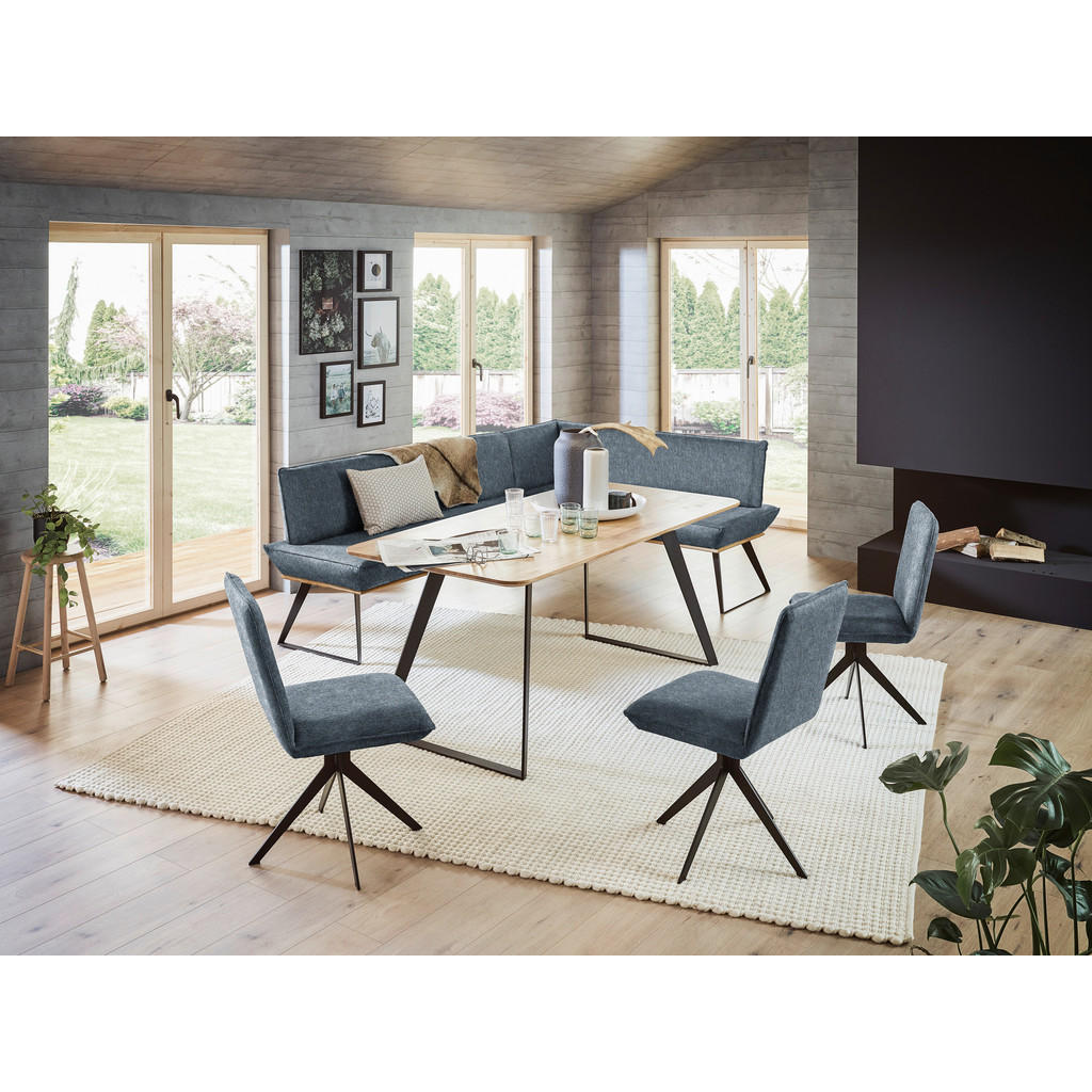 Thumbnail - Voleo Eckbank, Anthrazit, Schwarz, Eiche, Holz, Metall, Textil, Eiche, massiv, 5-Sitzer, L-Form, 223x163 cm, Stoffauswah...