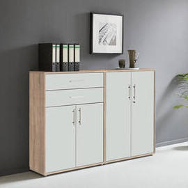 AKTENSCHRANK Weiß, Eichefarben  - Eichefarben/Weiß, MODERN, Holzwerkstoff (168,8/113,6/33cm) - MID.YOU