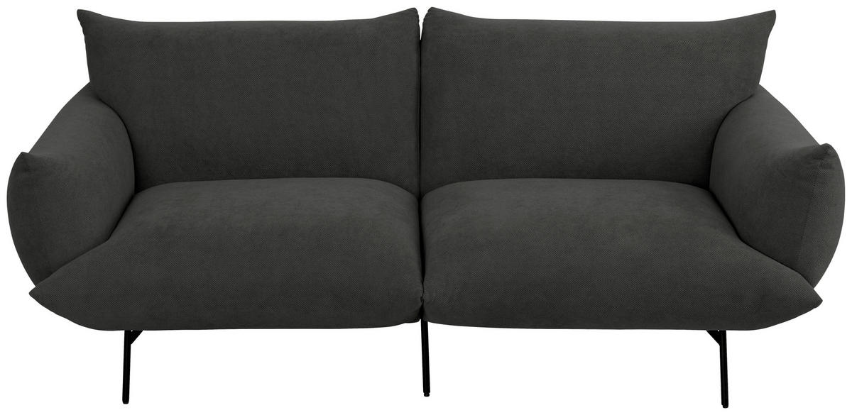 SOFA Mikrofaser Anthrazit  - Anthrazit/Schwarz, Trend, Textil/Metall (185/77/83cm) - P & B