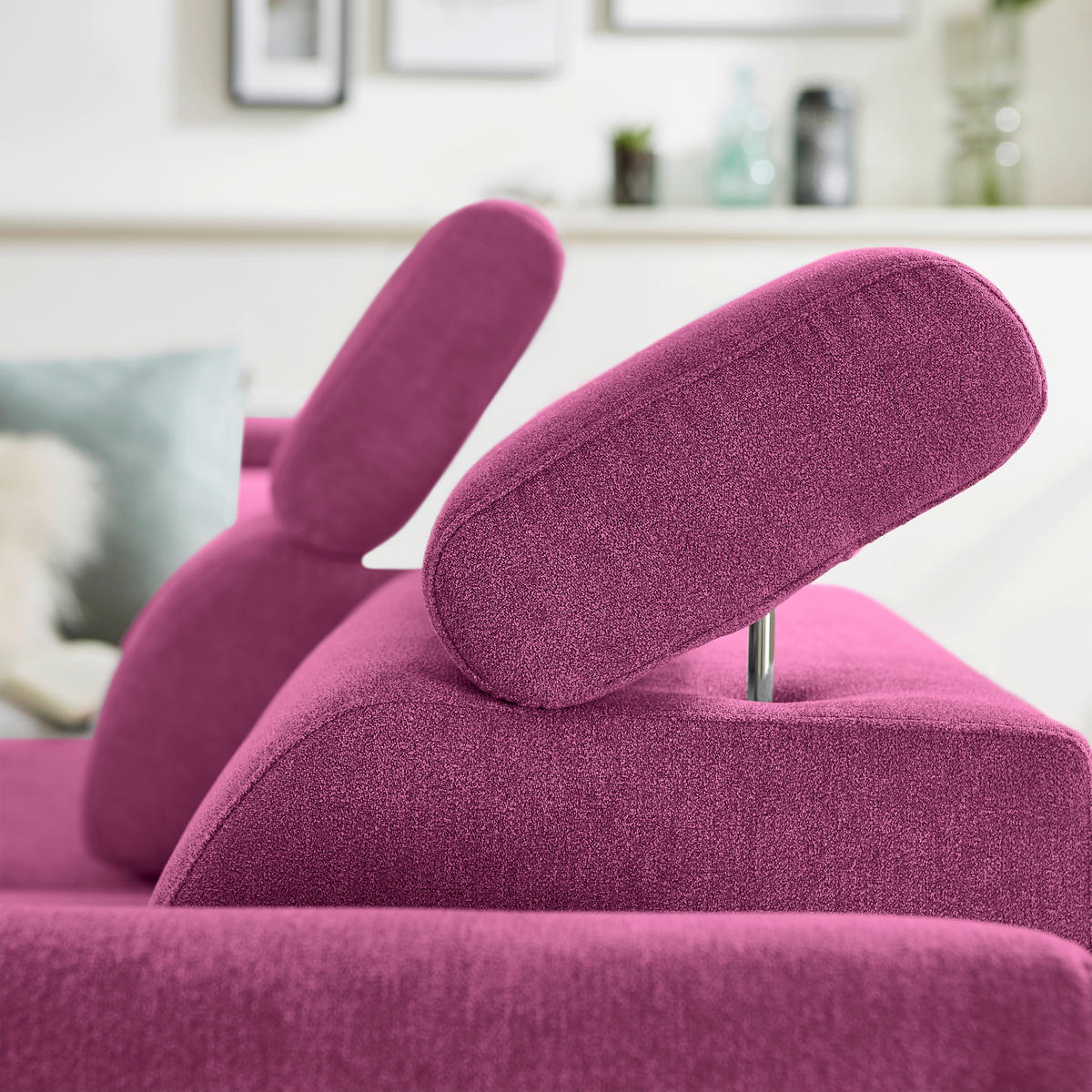 ECKSOFA inkl. Funktion Magenta Webstoff  - Magenta/Schwarz, Design, Textil/Metall (237/277cm) - Stylife