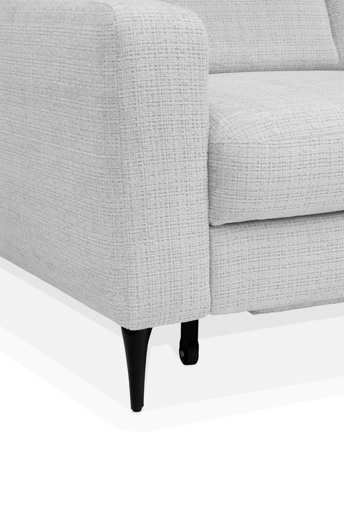 ECKSOFA FABIO Hellgrau Chenille Bettkasten, Kopfteilverstellung  - Hellgrau/Schwarz, Design, Textil/Metall (174/223cm) - Livetastic