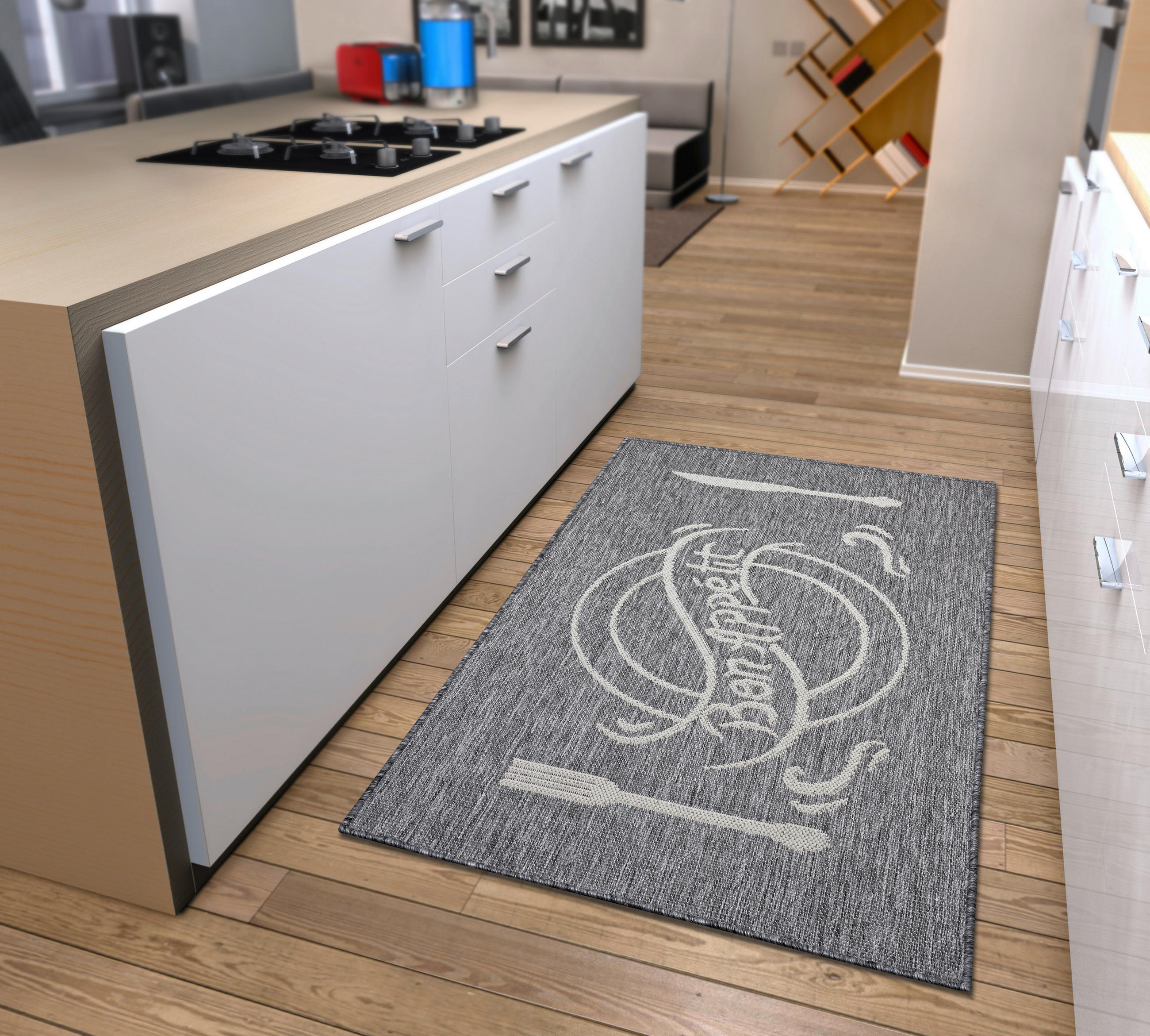 KÜCHENLÄUFER 92/150 cm Cucina Creme, Grau  - Creme/Grau, Design, Kunststoff (92/150cm) - Esposa