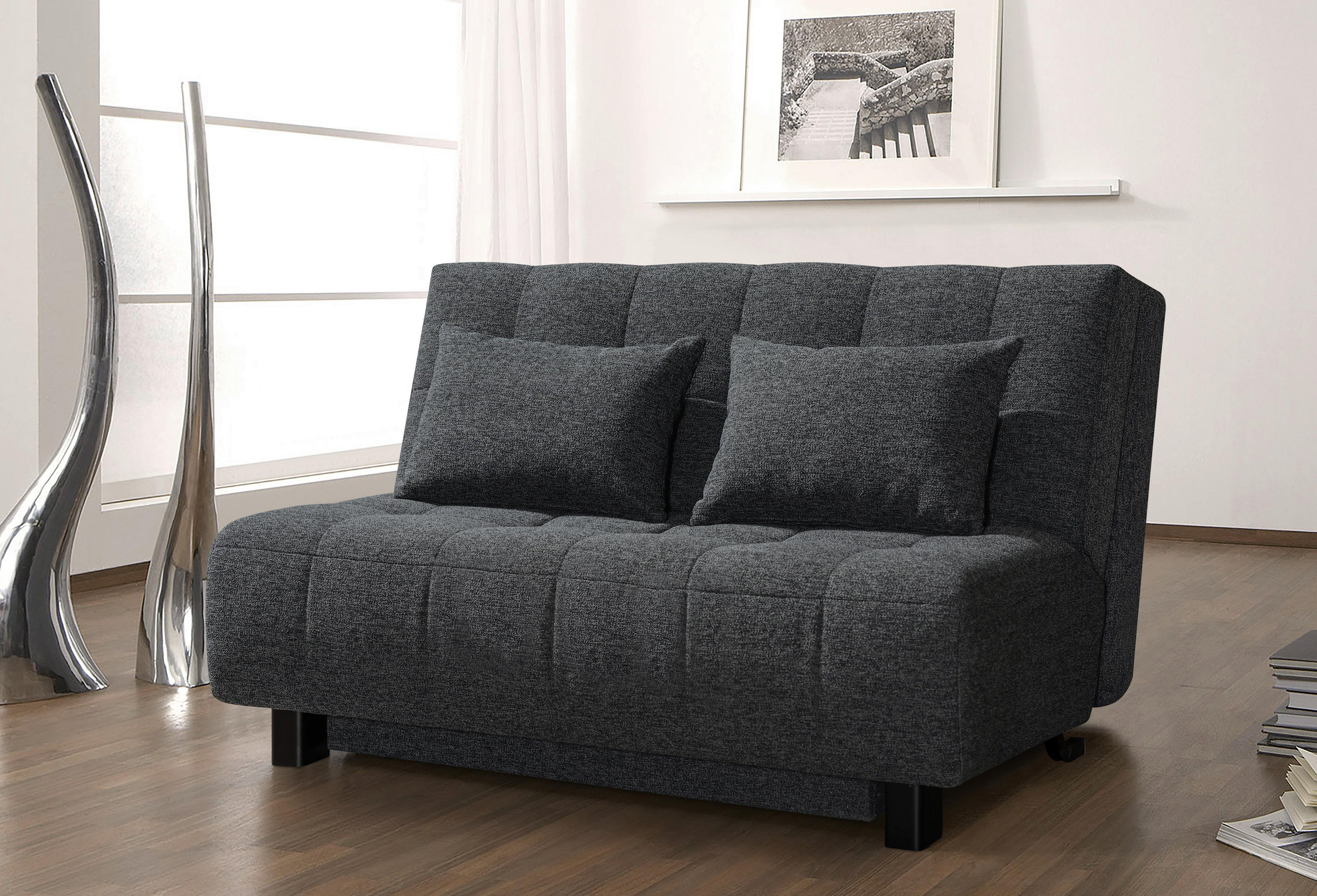 SCHLAFSOFA Dunkelgrau  - Dunkelgrau/Schwarz, Design, Textil/Metall (145/92/102cm) - Novel