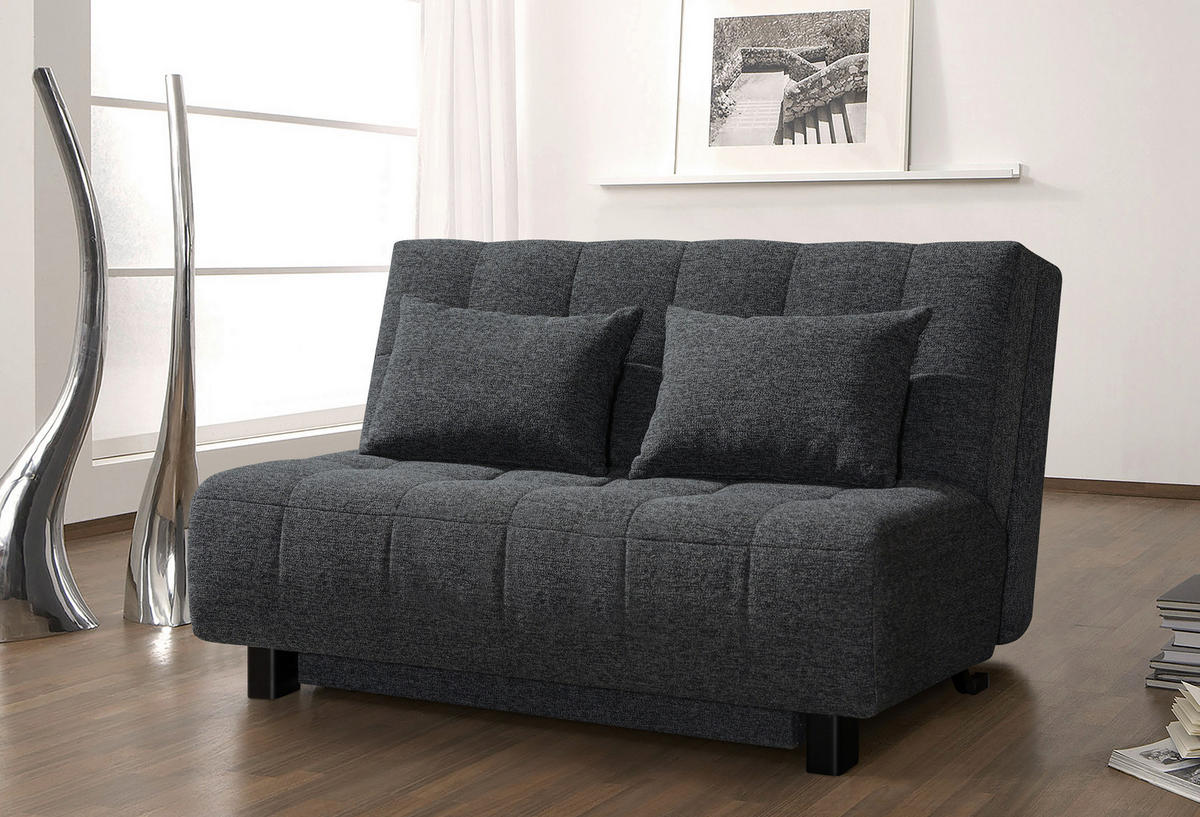 SCHLAFSOFA in Textil Dunkelgrau  - Dunkelgrau/Schwarz, Design, Textil/Metall (145/92/102cm) - Novel