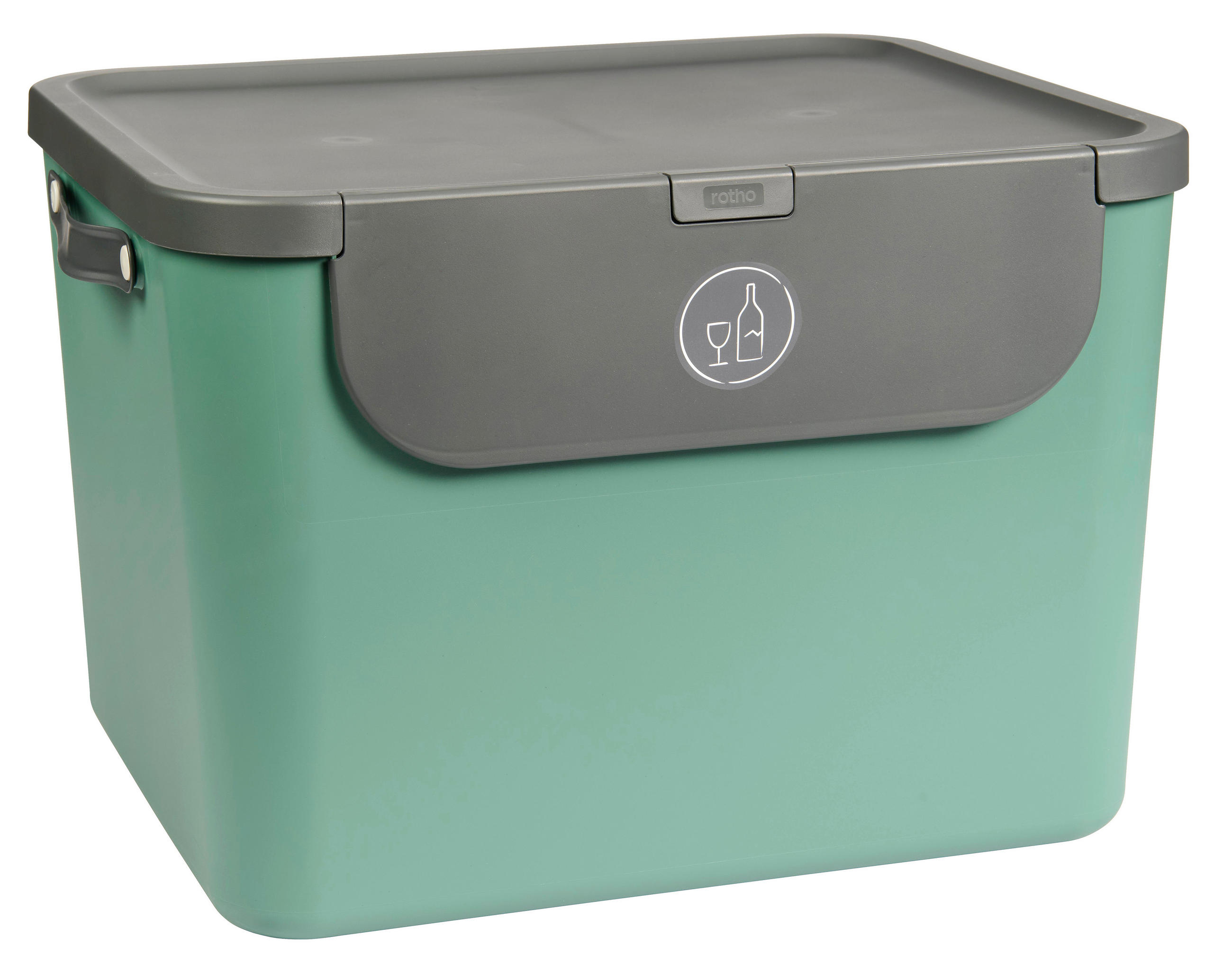 ABFALLEIMER ALBULA 55 L  - Anthrazit/Mintgrün, KONVENTIONELL, Kunststoff (40,5/34/52,3cm) - Rotho