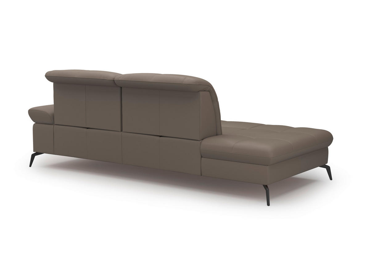 RÉCAMIERE in Echtleder Grau  - Schwarz/Grau, Konventionell, Leder/Metall (231/90/122cm) - Sit & More