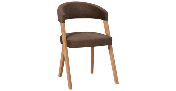 STUHL in Holz, Textil Dunkelbraun, Wildeiche - Wildeiche/Eichefarben, MODERN, Holz/Textil (56/81/66cm) - Venda