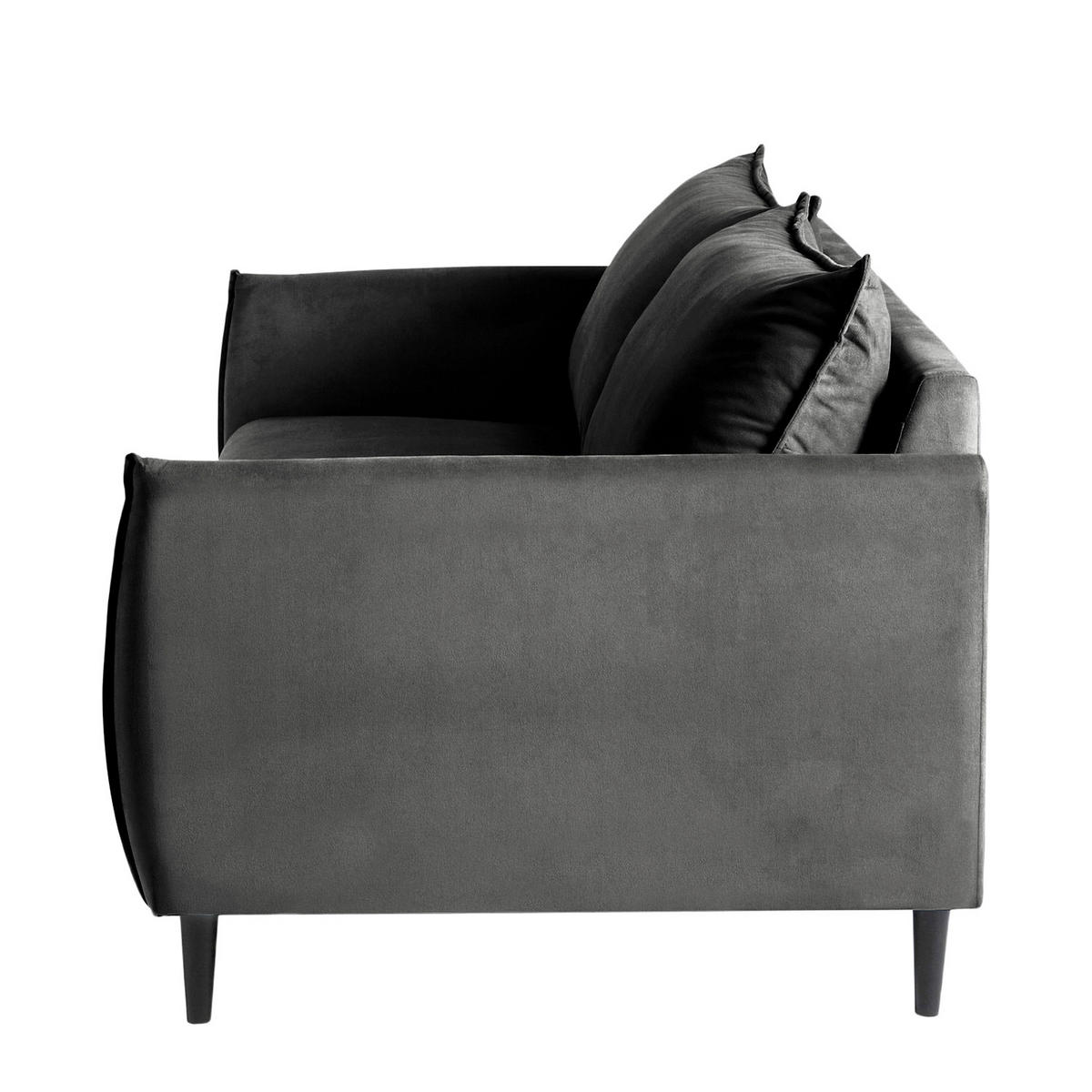 3-SITZER-SOFA Samt Schwarz  - Schwarz, Design, Holz/Textil (203/86/100cm) - P & B