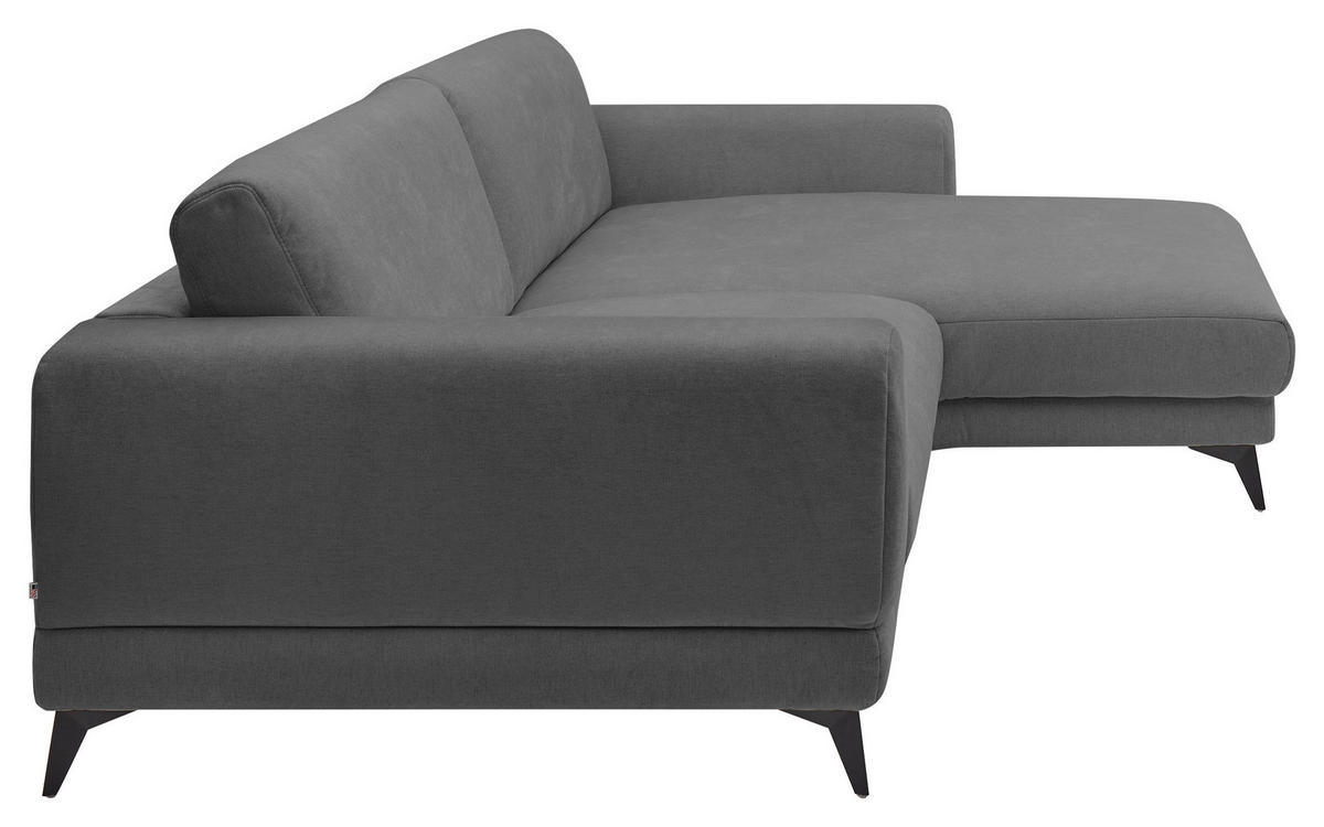 ECKSOFA Anthrazit Chenille  - Anthrazit/Schwarz, KONVENTIONELL, Textil/Metall (292/194cm) - SetOne by Musterring