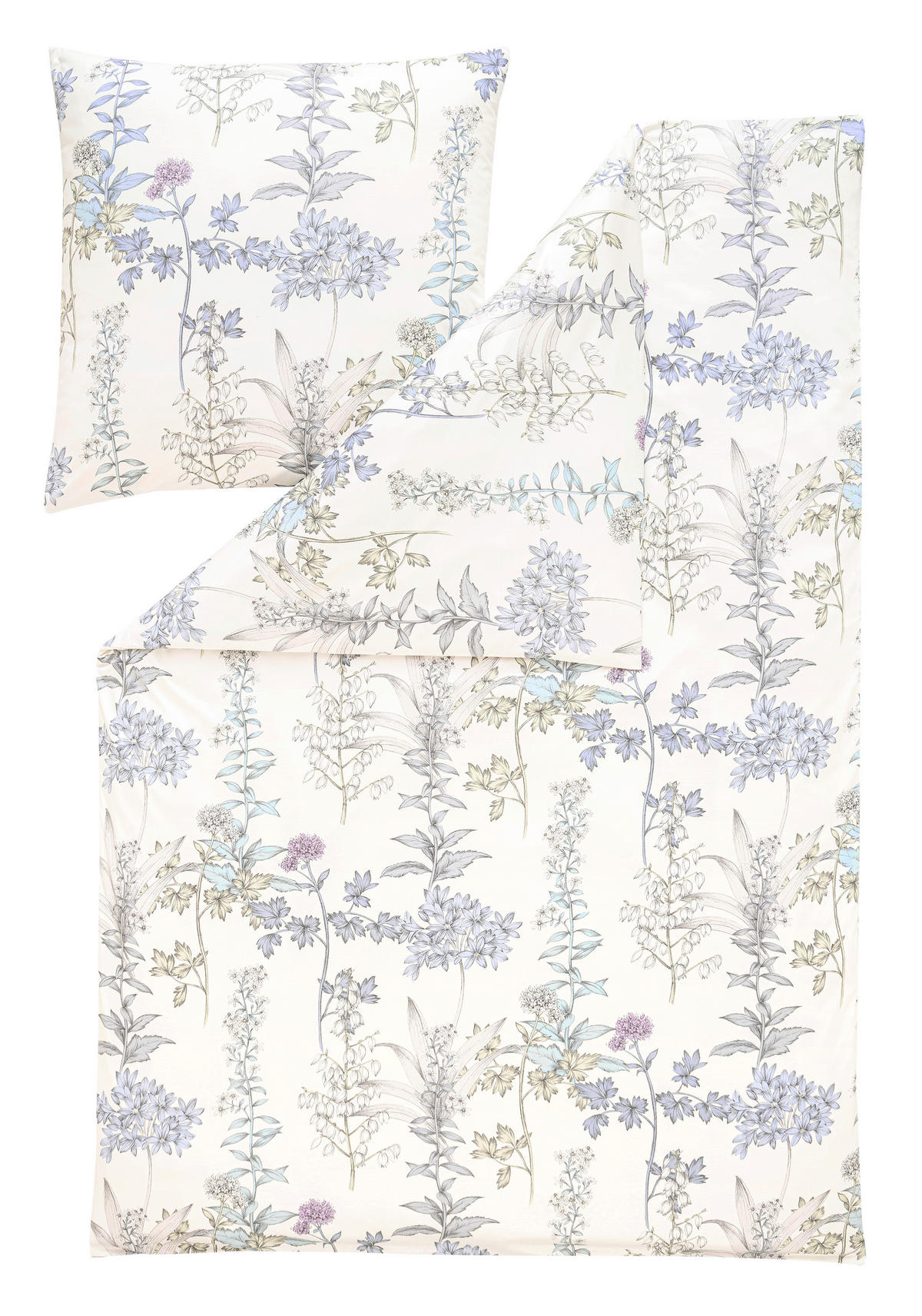 BETTWÄSCHESET ATELIER Makosatin 160/210 cm  65 cm/100 cm  - Blau, Basics, Textil (160/210cm) - Estella