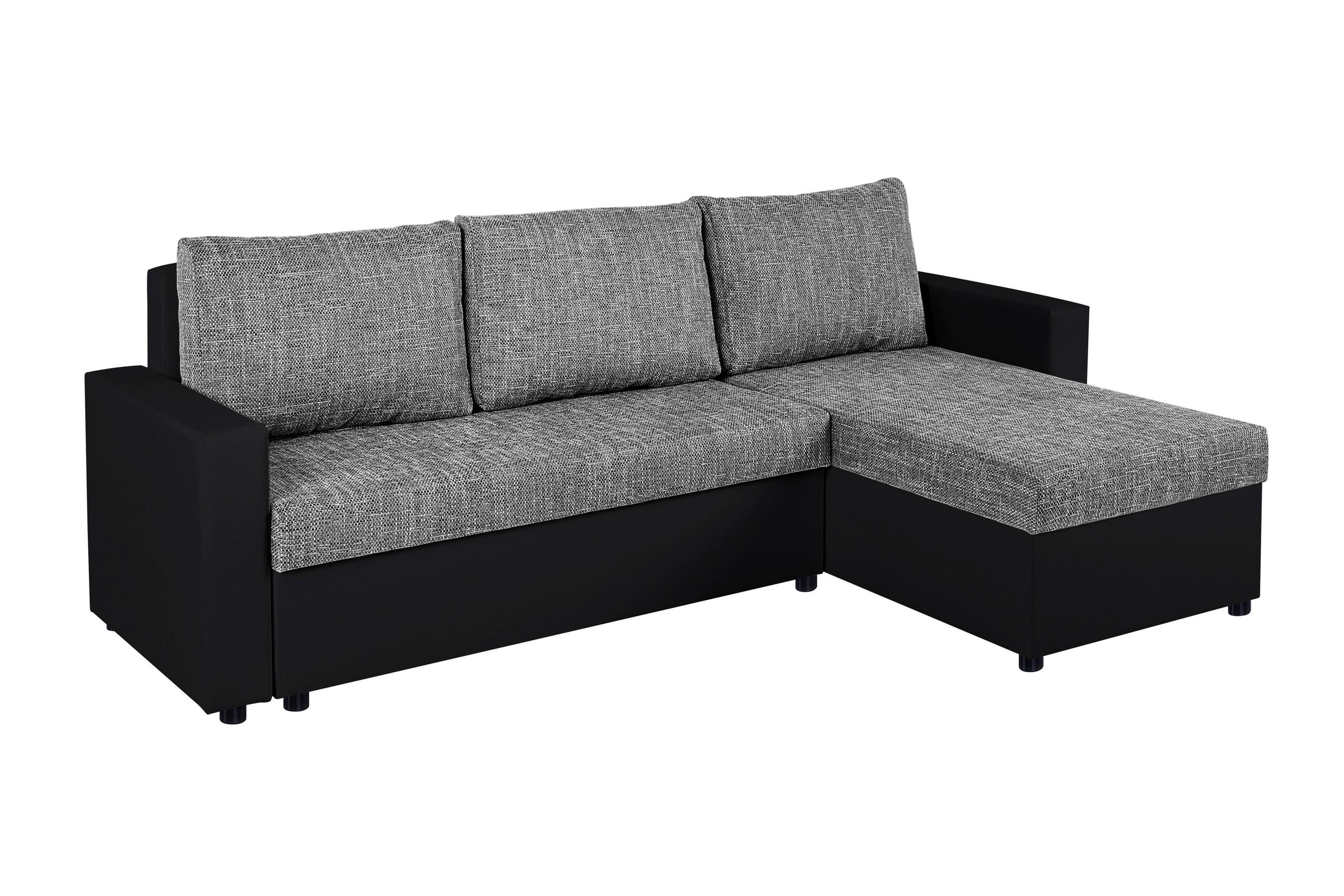 P & B ROHOVÁ SEDAČKA, plast, textil, kompozitní dřevo, šedá, černá