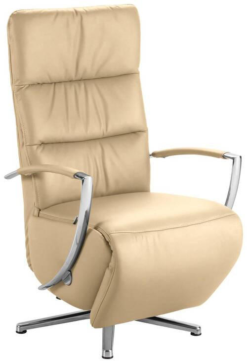 RELAXSESSEL in Leder Beige  - Chromfarben/Beige, Design, Leder/Metall (64/112/80cm) - Cantus