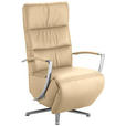 RELAXSESSEL in Leder Beige  - Chromfarben/Beige, Design, Leder/Metall (64/112/80cm) - Cantus