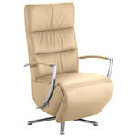 RELAXSESSEL in Leder Beige  - Chromfarben/Beige, Design, Leder/Metall (64/112/80cm) - Cantus