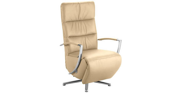 RELAXSESSEL in Leder Beige  - Chromfarben/Beige, Design, Leder/Metall (64/112/80cm) - Cantus