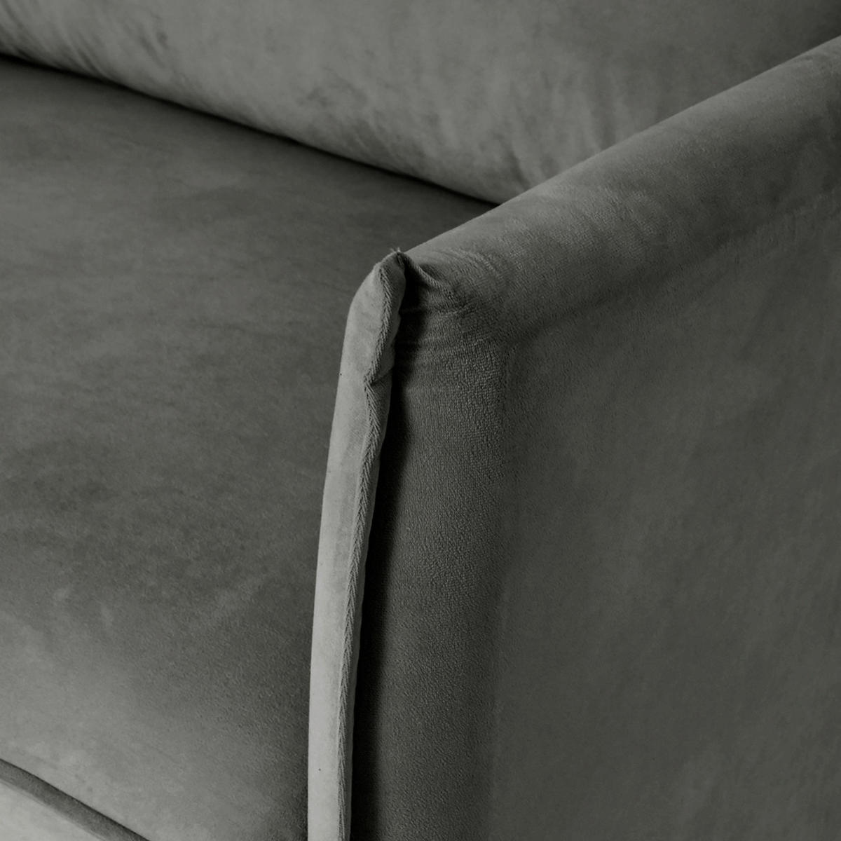 3-SITZER-SOFA JULI Samt Dunkelgrau  - Dunkelgrau/Schwarz, Design, Holz/Textil (203/86/100cm) - P & B