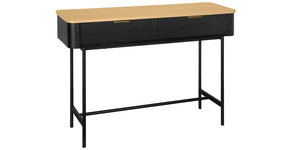 KONSOLENTISCH Schwarz, Eichefarben - Eichefarben/Goldfarben, Trend, Holzwerkstoff/Metall (110/35/78cm) - Xora