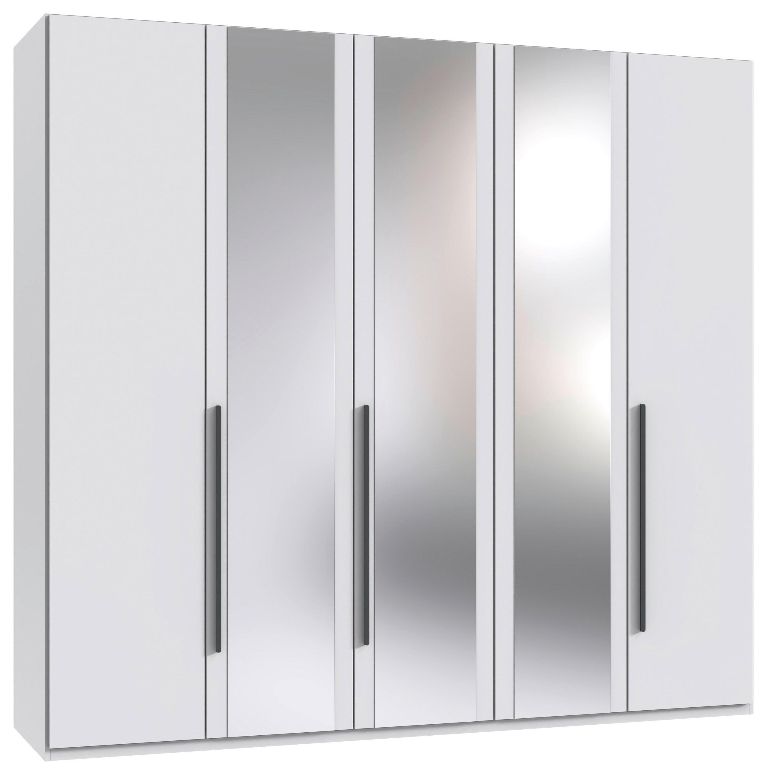 DREHTÜRENSCHRANK 5-türig Graphitfarben, Weiß  - Graphitfarben/Weiß, MODERN, Glas/Holzwerkstoff (225/208/58cm) - Chameo