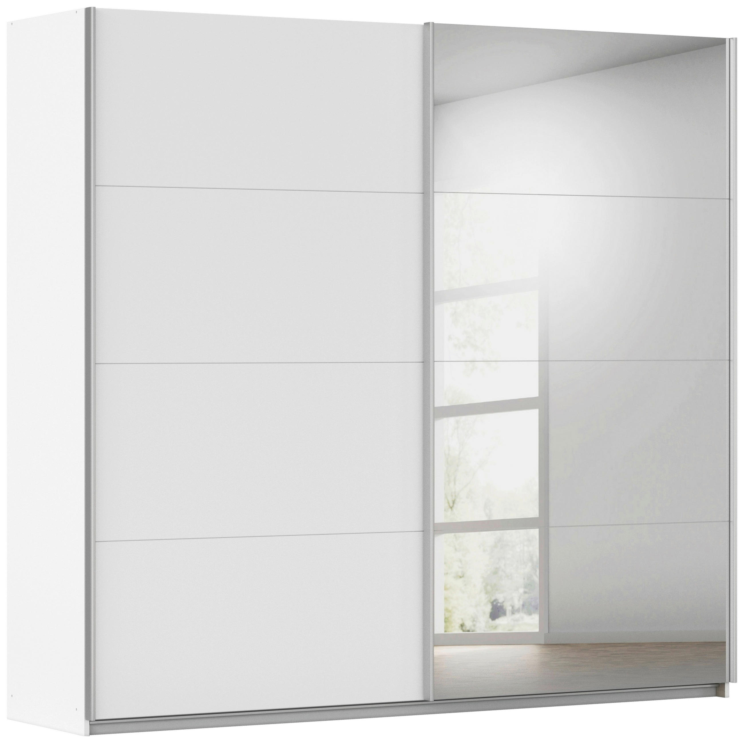 SCHWEBETÜRENSCHRANK 226/210/62 cm 2 Tür(en)-türig Weiß  - Alufarben/Weiß, KONVENTIONELL, Glas/Holzwerkstoff (226/210/62cm) - home24