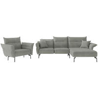 SITZGARNITUR in Flachgewebe Grau  - Edelstahlfarben/Grau, Design, Textil/Metall (265/185cm) - Livetastic