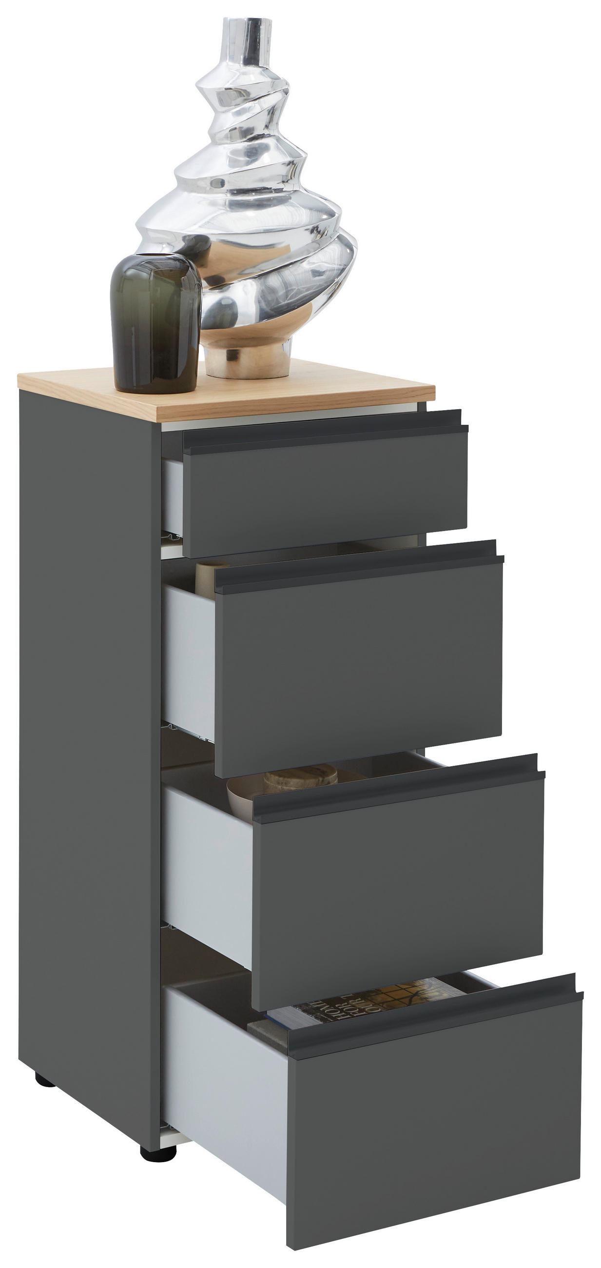 KOMMODE 45/102/41 cm  in Grau  - Eichefarben/Schwarz, Design, Holz/Holzwerkstoff (45/102/41cm) - Dieter Knoll
