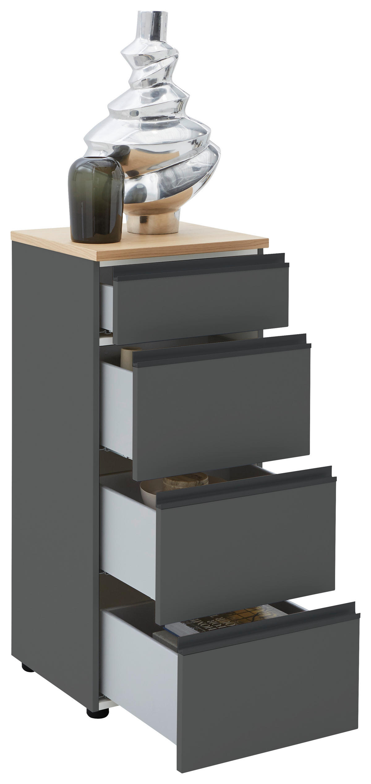 KOMMODE 45/102/41 cm  in Grau, Eichefarben  - Eichefarben/Schwarz, Design, Holz/Holzwerkstoff (45/102/41cm) - Dieter Knoll