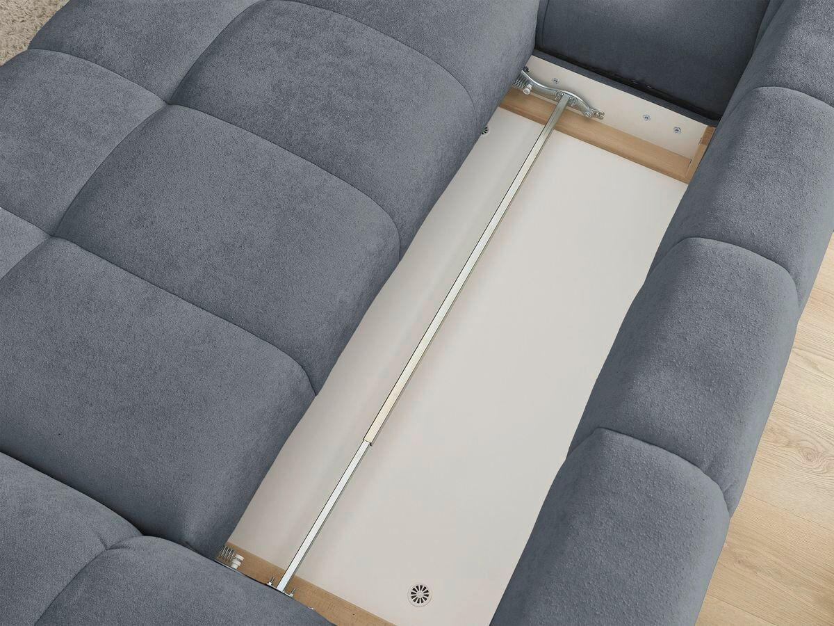 ECKSCHLAFSOFA EVEREST  mit Rücken echt, Armteil links, Armteil rechts Struktur Dunkelblau  - Schwarz/Dunkelblau, MODERN, Kunststoff/Textil (180/318cm) - Livetastic