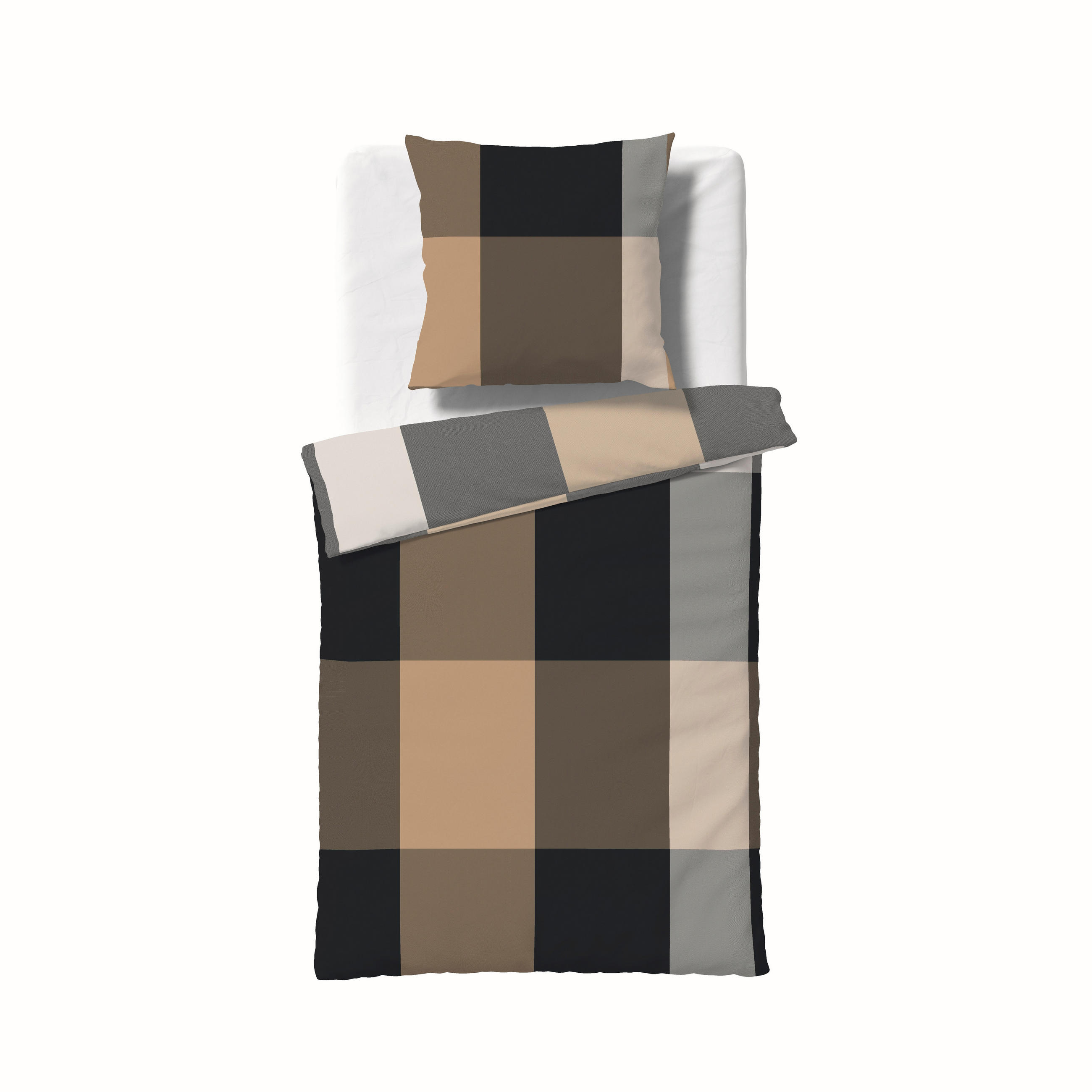 BETTWÄSCHE 2-teilig Lech Flanell 155/200 cm  - Beige/Grau, Basics, Textil (155/200cm) - Fleuresse