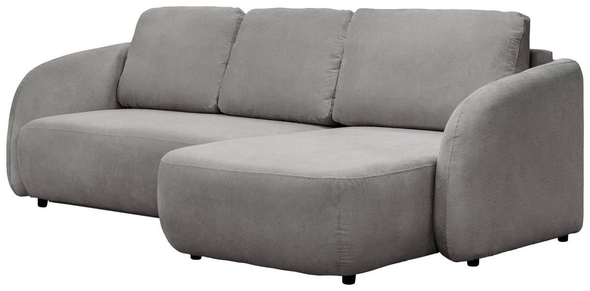 ECKSOFA PORTO Hellgrau  - Hellgrau/Schwarz, Design, Textil (270/154cm) - MID.YOU