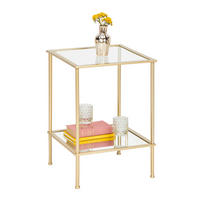 SIDOBORD i metall, glas 39/39/55 cm  - guldfärgad, Basics, metall/glas (39/39/55cm) - Best Price