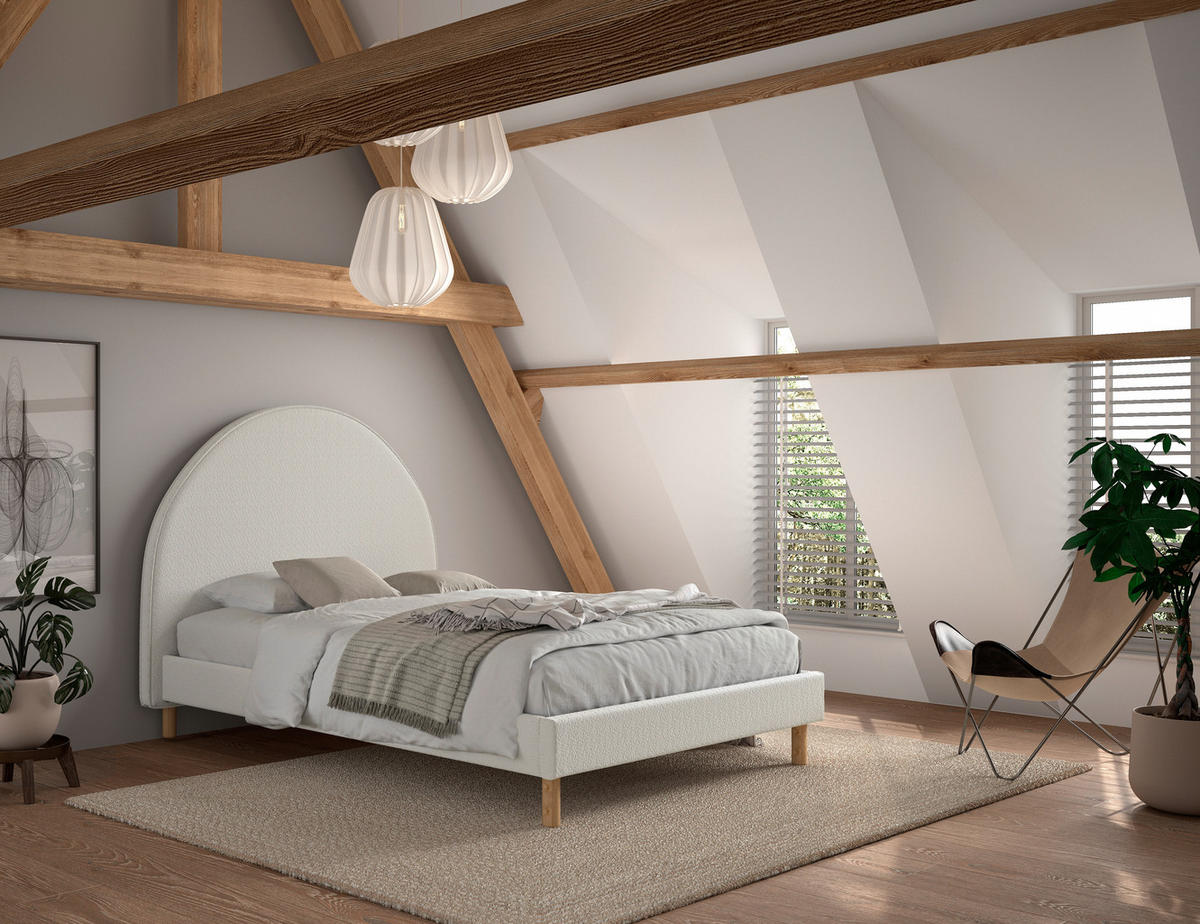 KINDER-/JUNIORBETT - Naturfarben/Weiß, ROMANTIK / LANDHAUS, Holz/Textil (140/200cm) - MID.YOU