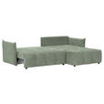 ECKSOFA Salbeigrün Plüsch Zierkissen, Rückenkissen, Bettkasten, Schlaffunktion, Rücken echt, Liegefläche im Originalstoff  - Salbeigrün/Schwarz, KONVENTIONELL, Kunststoff/Textil (253/192cm) - Carryhome