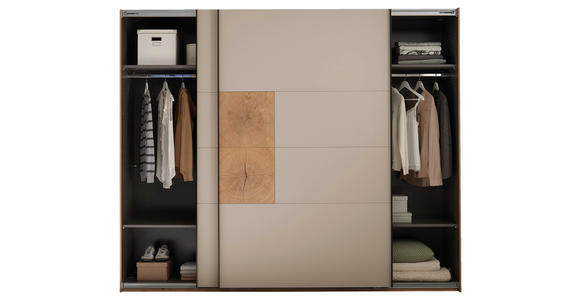 SCHWEBETÜRENSCHRANK  in Kaschmir, Eiche Artisan  - Kaschmir/Schwarz, KONVENTIONELL, Holzwerkstoff/Metall (270/225,5/63,7cm) - Xora