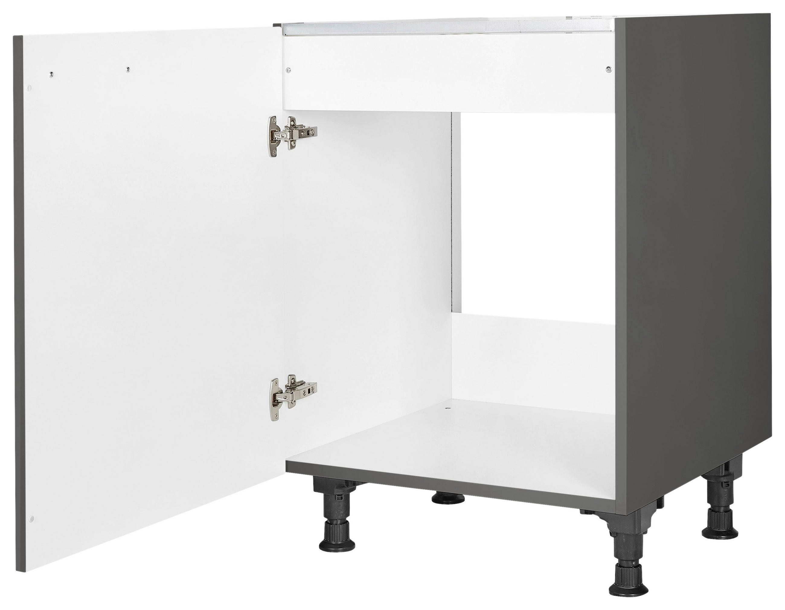SPÜLENUNTERSCHRANK 60/87/56 cm  in Schieferfarben  - Schieferfarben/Edelstahlfarben, MODERN, Holzwerkstoff/Metall (60/87/56cm) - Nobilia