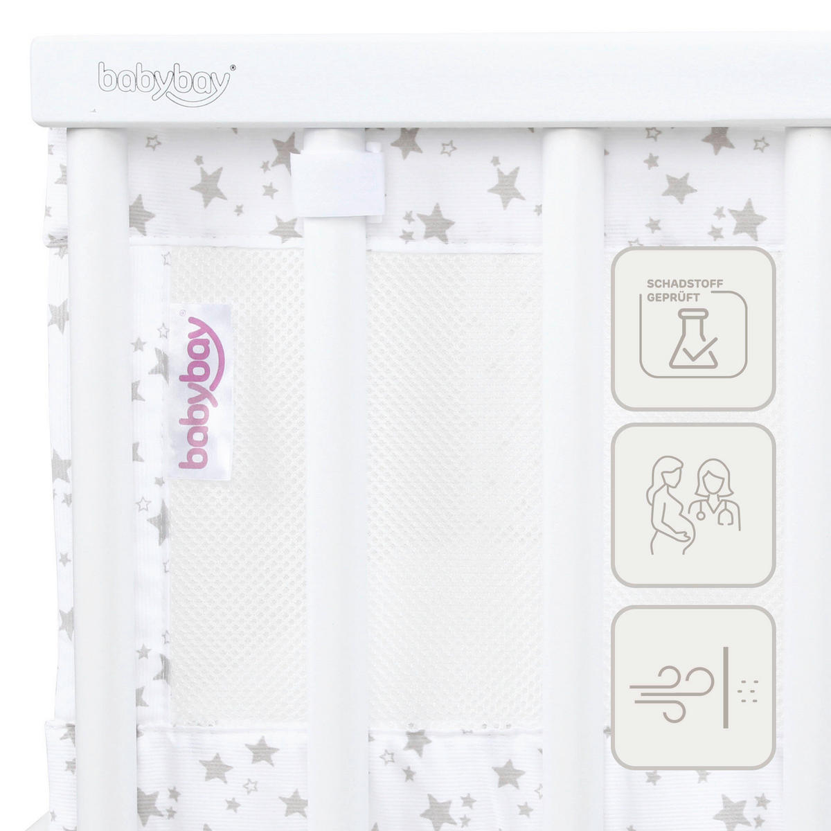 NESTCHEN babybay Nestchen 3D Mesh  - Weiß, Basics, Naturmaterialien (168/24/2cm) - Tobi