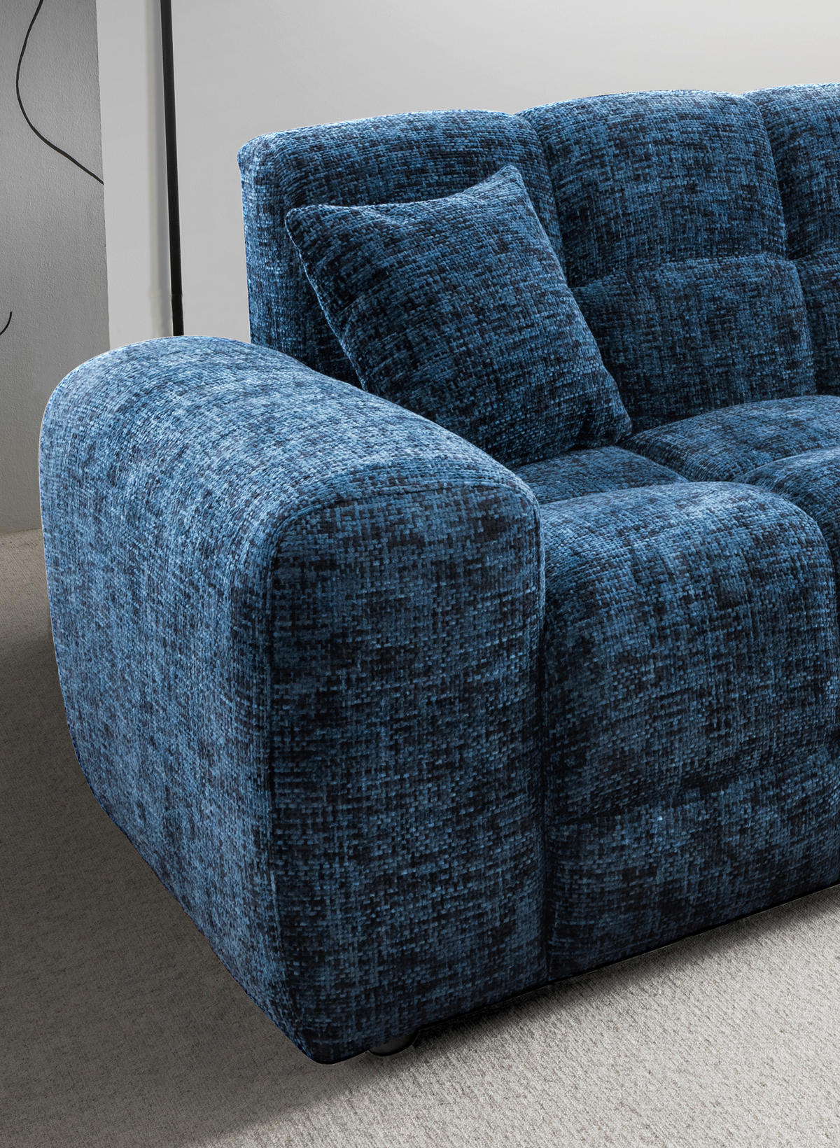 VIERSITZER-SOFA in Struktur Blau  - Blau/Schwarz, MODERN, Kunststoff/Textil (300/87/120cm) - Livetastic