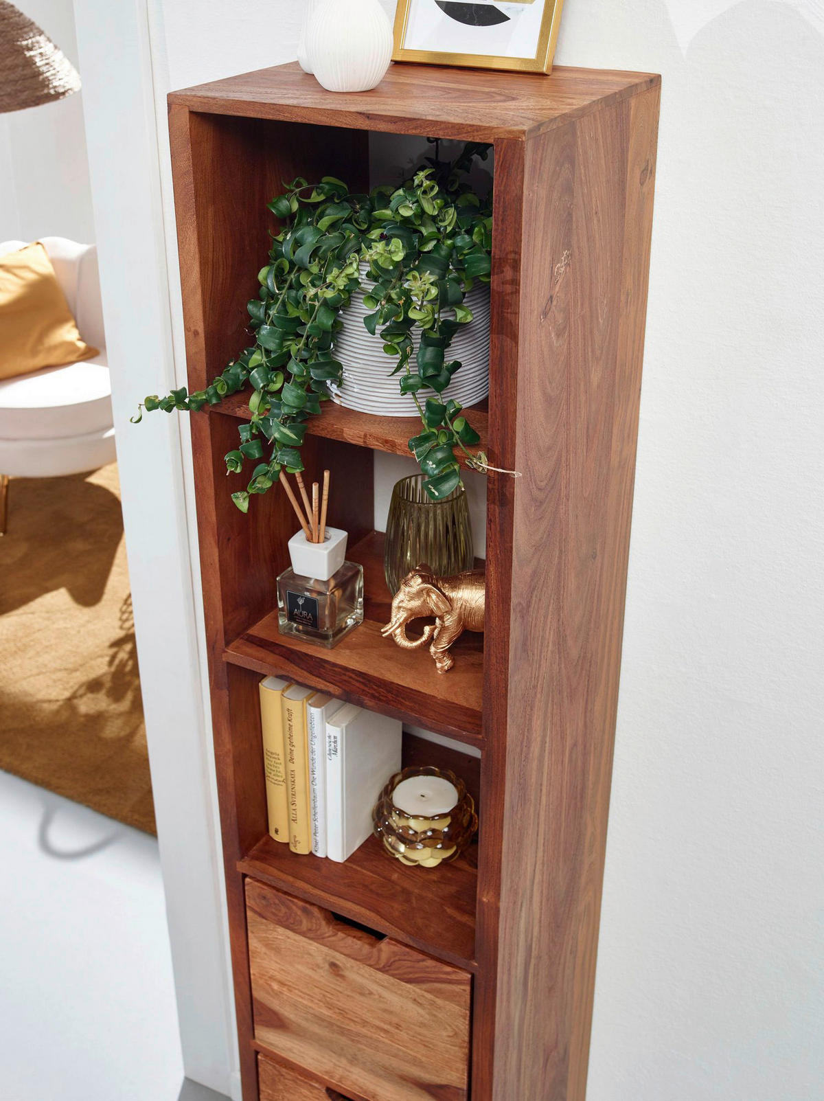 WANDREGAL  - Sheeshamfarben, MODERN, Holz (35/150/30cm) - MID.YOU