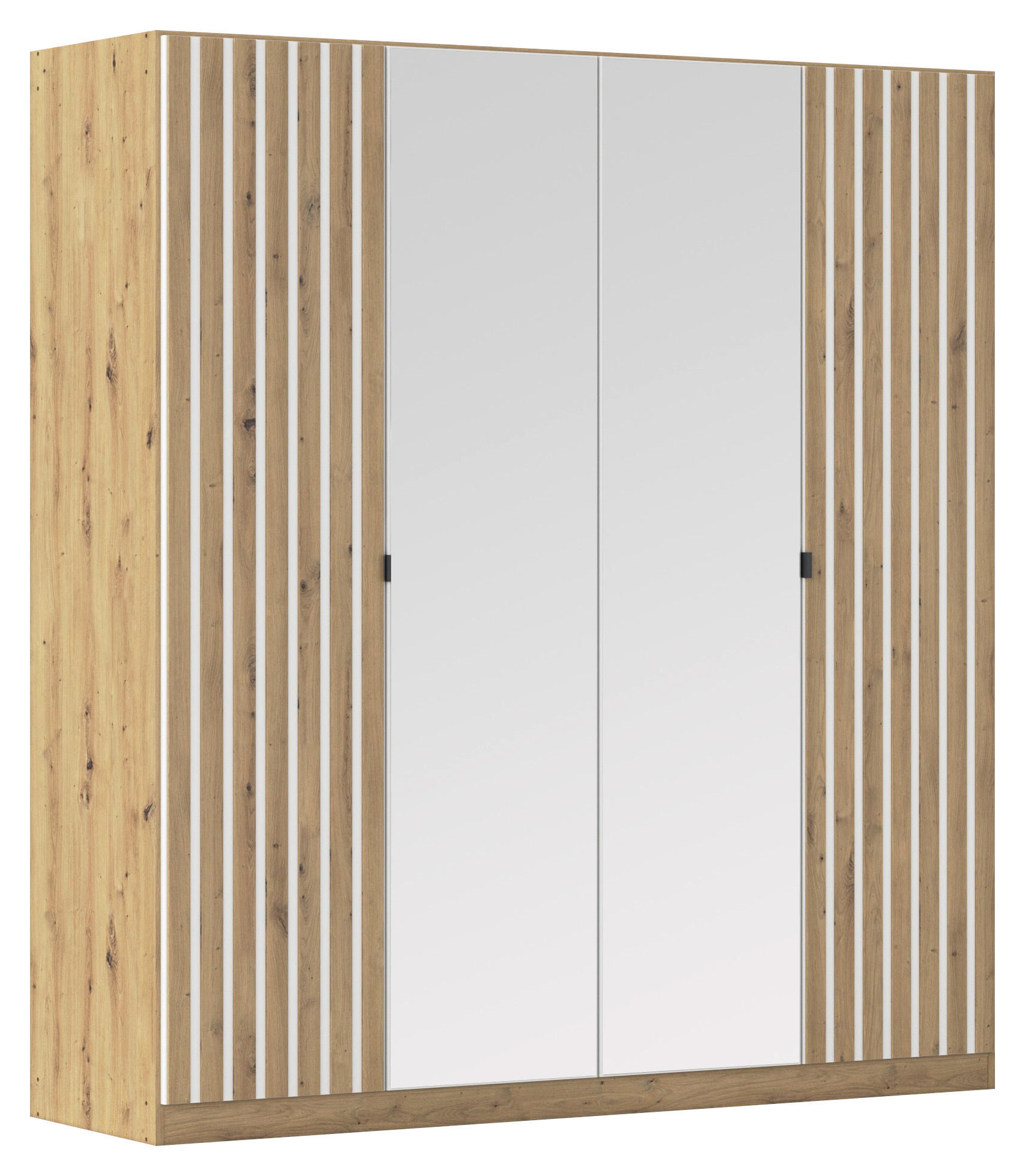 DREHTÜRENSCHRANK 181/197/54 cm,  in Weiß, Eiche Artisan, 4-türig  - Weiß/Eiche Artisan, MODERN, Holzwerkstoff/Metall (181/197/54cm) - Rauch Möbel