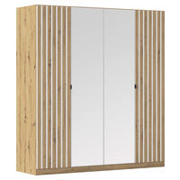 DREHTÜRENSCHRANK 181/197/54 cm,  in Weiß, Eiche Artisan, 4-türig  - Weiß/Eiche Artisan, MODERN, Holzwerkstoff/Metall (181/197/54cm) - Rauch Möbel