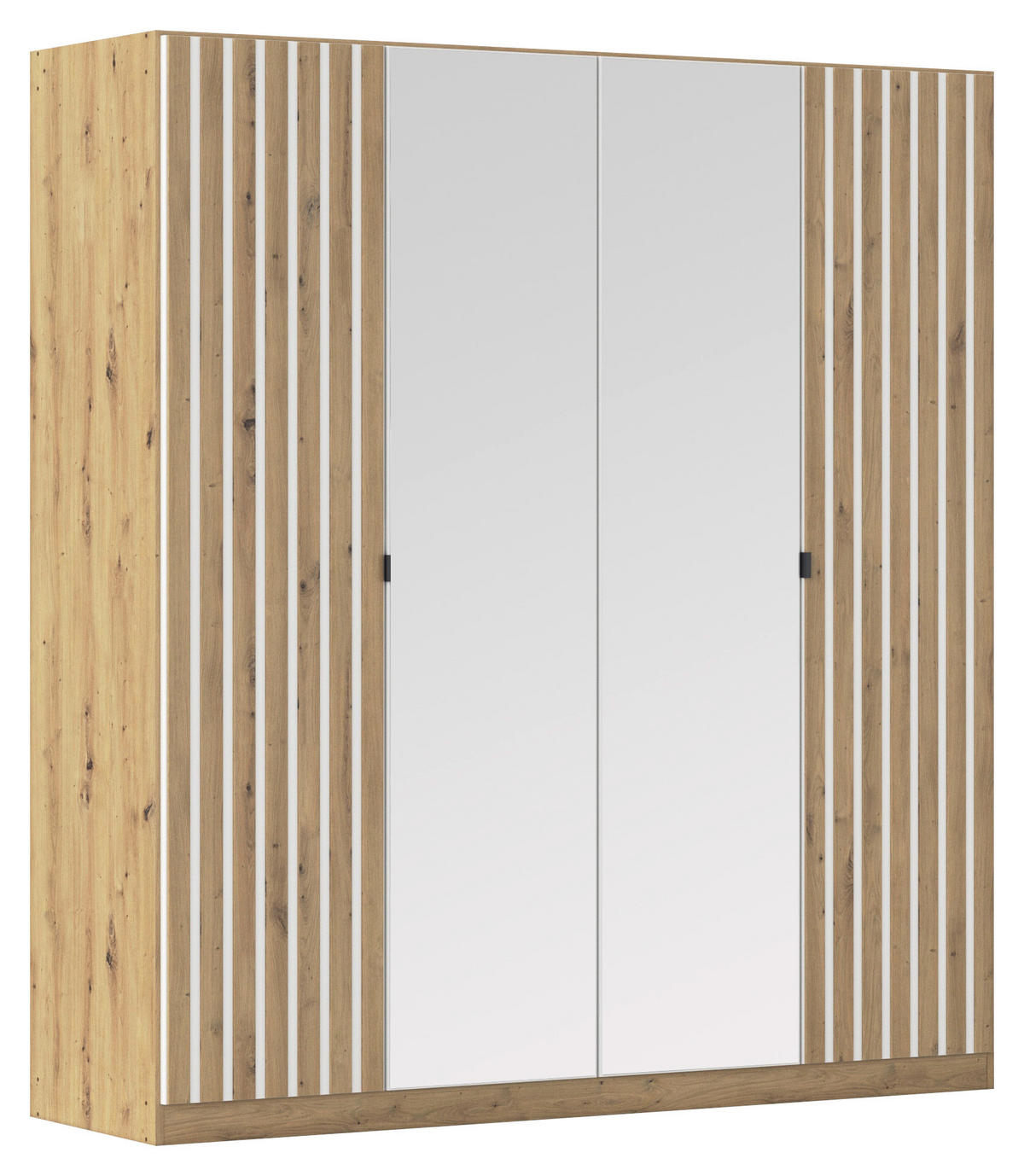 DREHTÜRENSCHRANK 181/197/54 cm,  in Weiß, Eiche Artisan, 4-türig  - Weiß/Eiche Artisan, MODERN, Holzwerkstoff/Metall (181/197/54cm) - Rauch Möbel