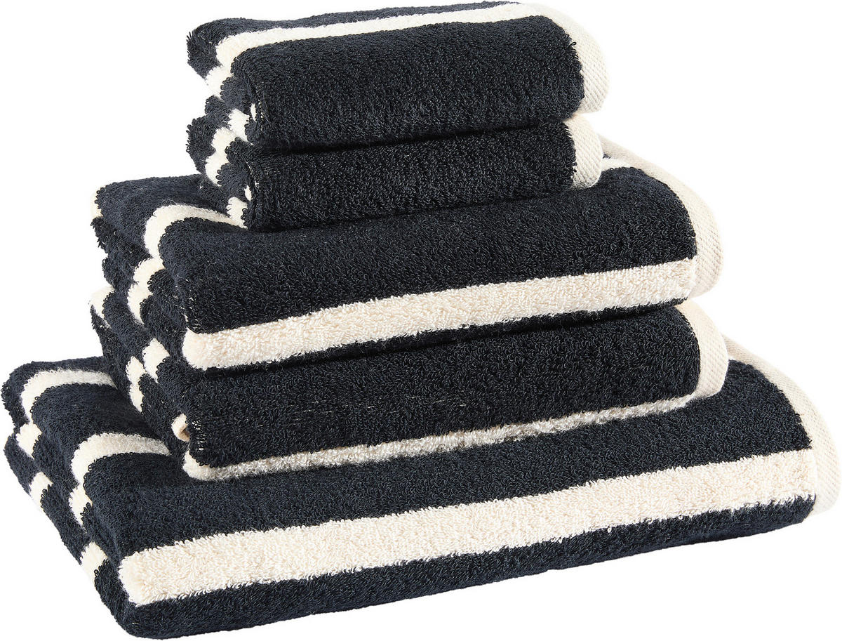 FROTTIERSET Schwarz, Ecru 5-teilig  - Ecru/Schwarz, KONVENTIONELL, Textil - Dieter Knoll