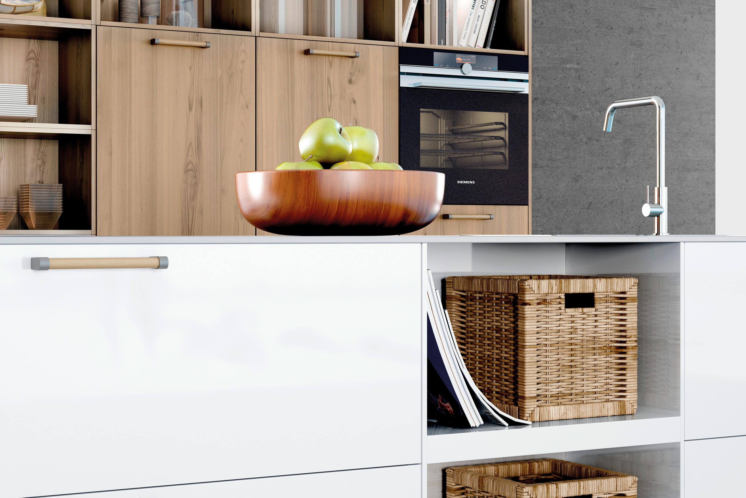 EINBAUKÜCHE  - Weiß, Basics, Holzwerkstoff - Moderano