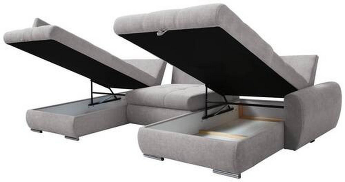 ECKSOFA in Velours Fango  - Chromfarben/Fango, Design, Kunststoff/Textil (173/322/174cm) - Livetastic