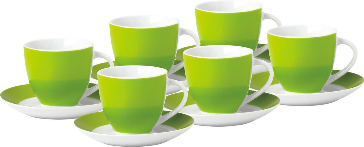 UNTERTASSENSET VARIO    - Weiß/Grün, Basics, Keramik (14,5cm) - Van Well
