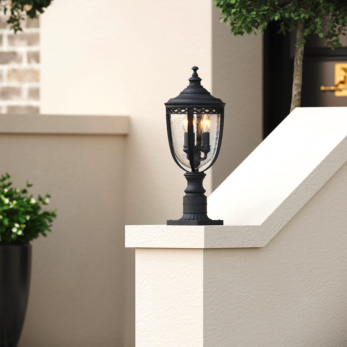 SOCKELLEUCHTE 21.6/55.3 cm   - Schwarz, Basics, Glas/Metall (21.6/55.3cm) - Elstead Lighting