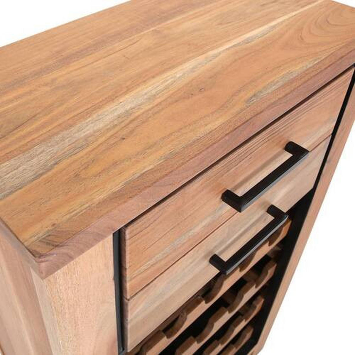 WEINREGAL   - Schwarz/Akaziefarben, LIFESTYLE, Holz/Metall (65/105/35cm) - Landscape